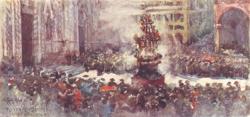 FLORENCE. The Scoppio del Carro (Feast of the Dove) on Easter Eve. Italy 1905